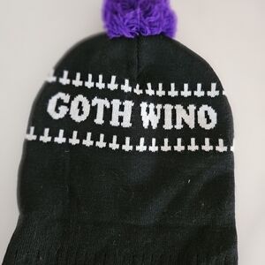 Dolls Kill Black and Purple Goth Wino Beanie